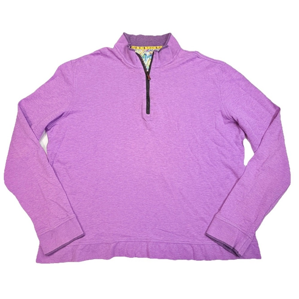 Robert Graham 1/4 Zip Pullover Sweatshirt Purple 2XL Classic Fit Cotton